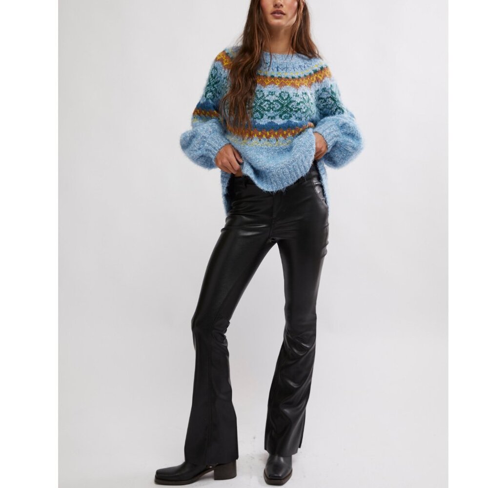 FREE PEOPLE Festive Frost Sweater / Ice Blue Combo - Picture 6 of 7